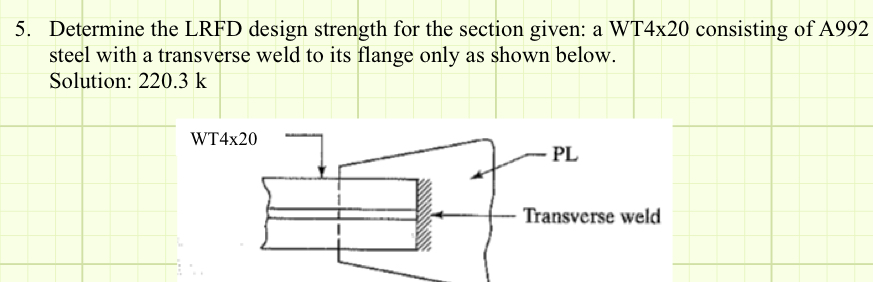 Determine the LRFD design strength for the
