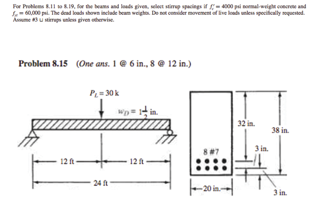 For Problems 8 . 1 1 to 8 . 1 9 , for the beams