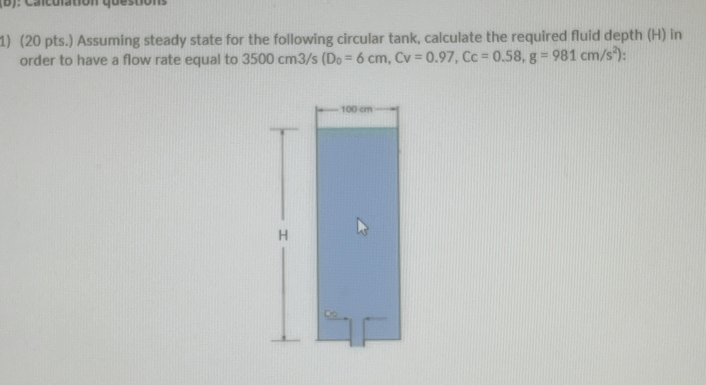 ( 2 0 pts . ) Assuming steady state for the