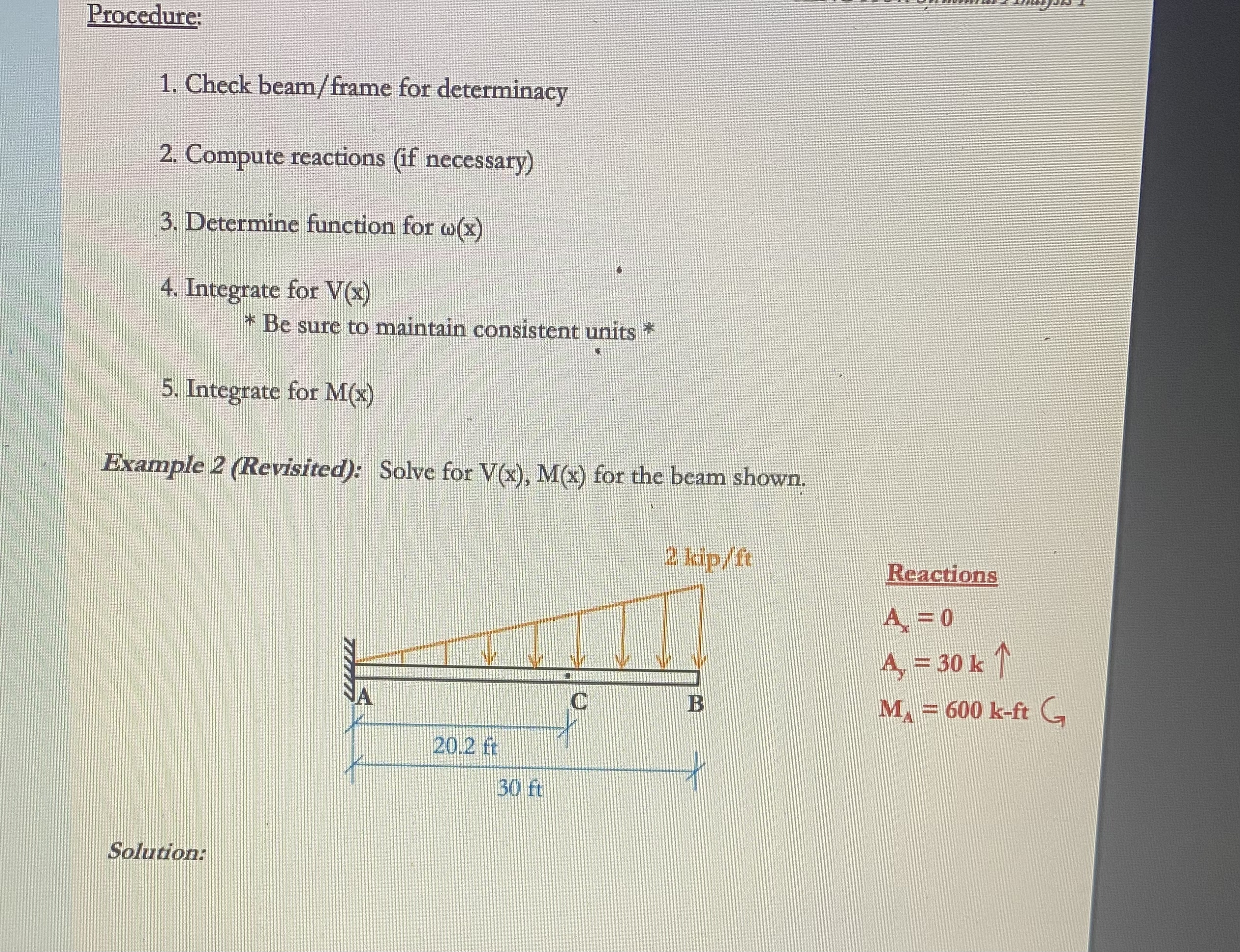 Procedure: Check beam / frame for determinacy