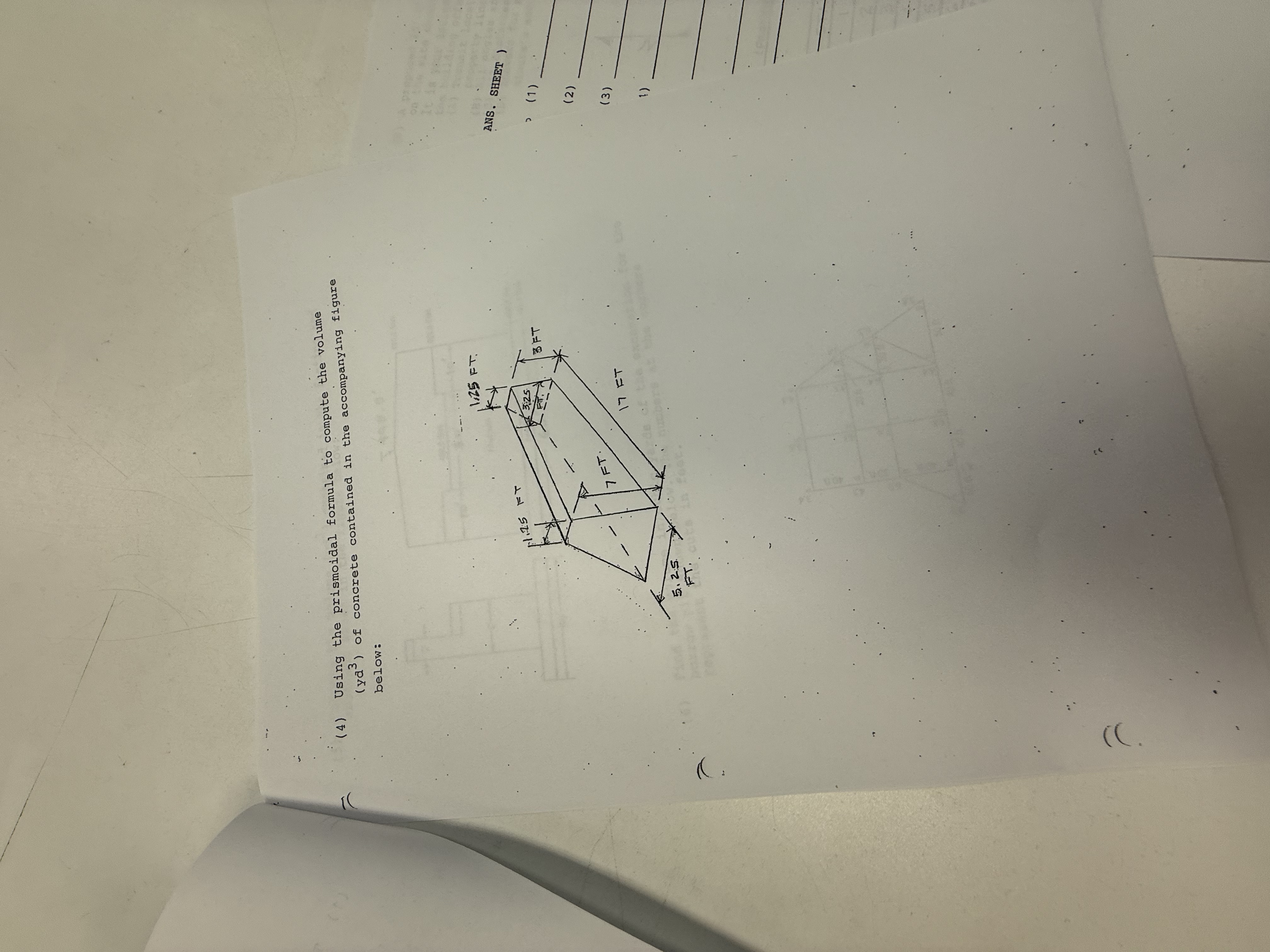 ( 4 ) Using the prismoidal formula to compute the