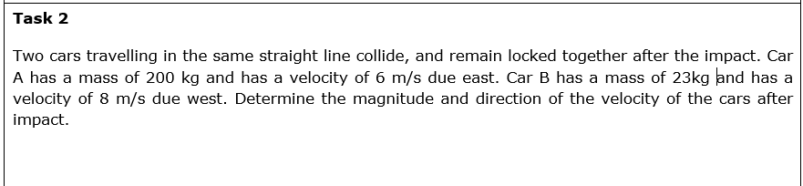 Two cars travelling in the same straight line