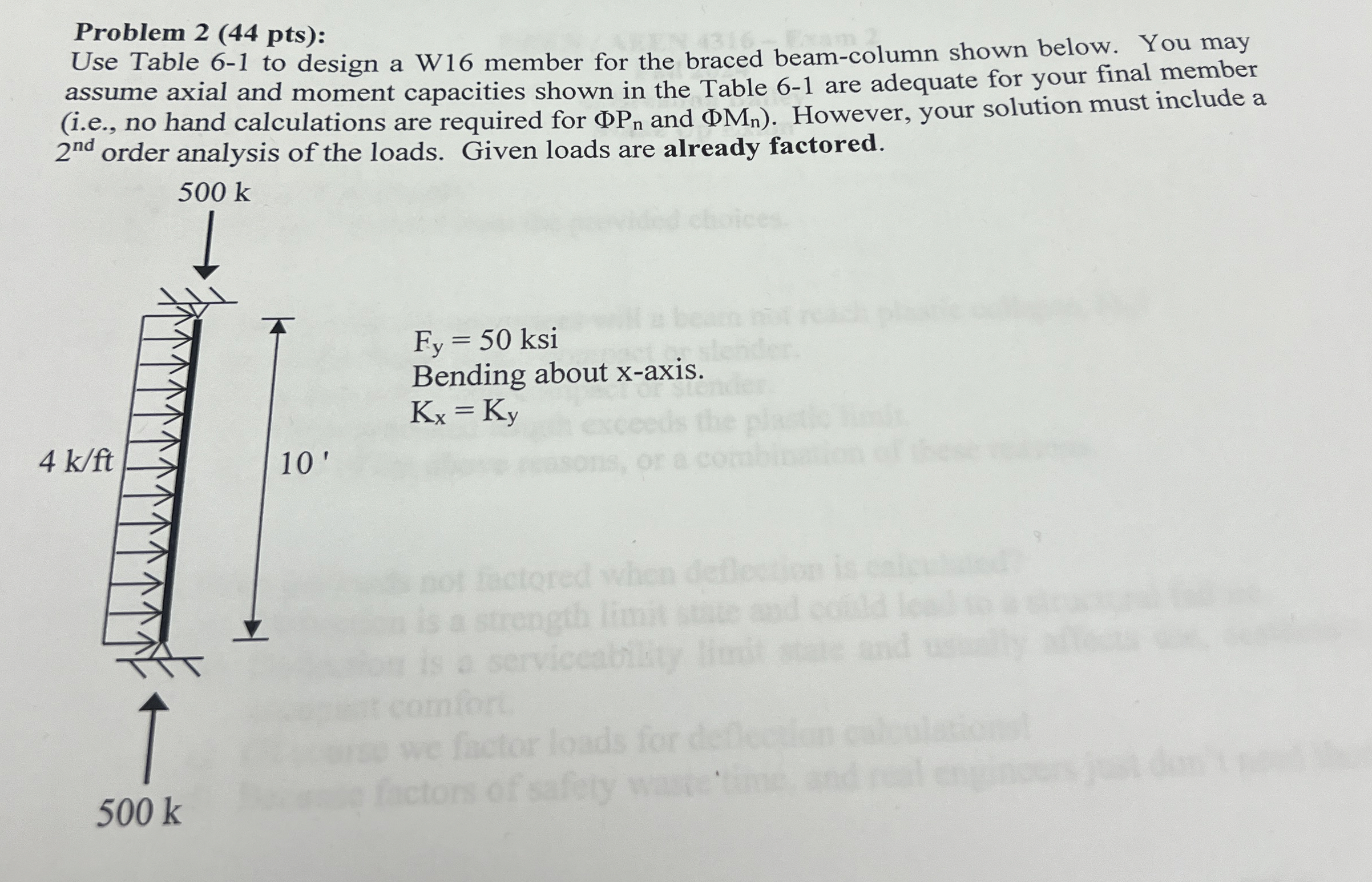 Problem 2 ( 4 4 pts ) : Use Table 6 - 1 to design