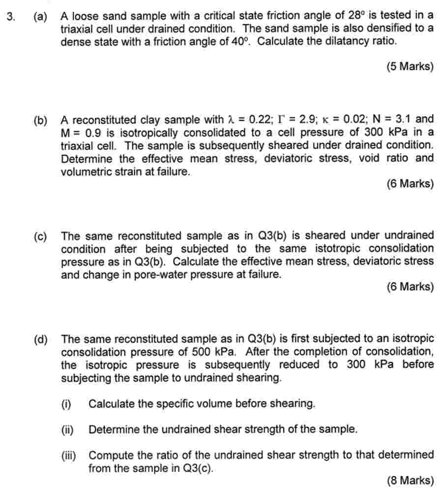 3 . ( a ) A loose sand sample with a critical