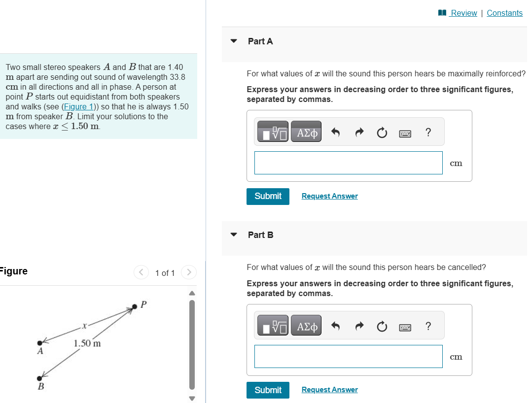 Two small stereo speakers A and B that are 1 . 4