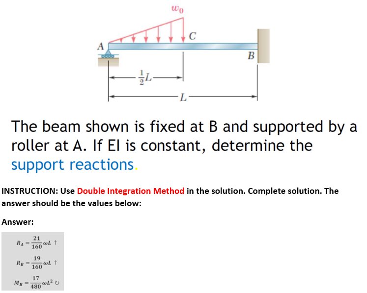 Determine support reactions. Use double