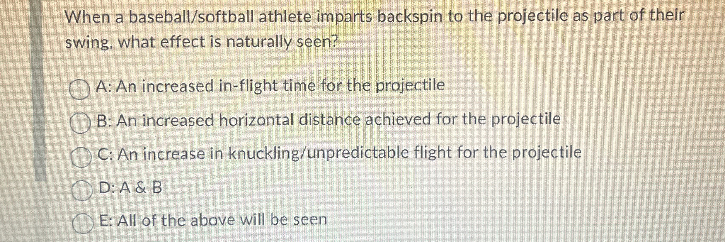 When a baseball / softball athlete imparts