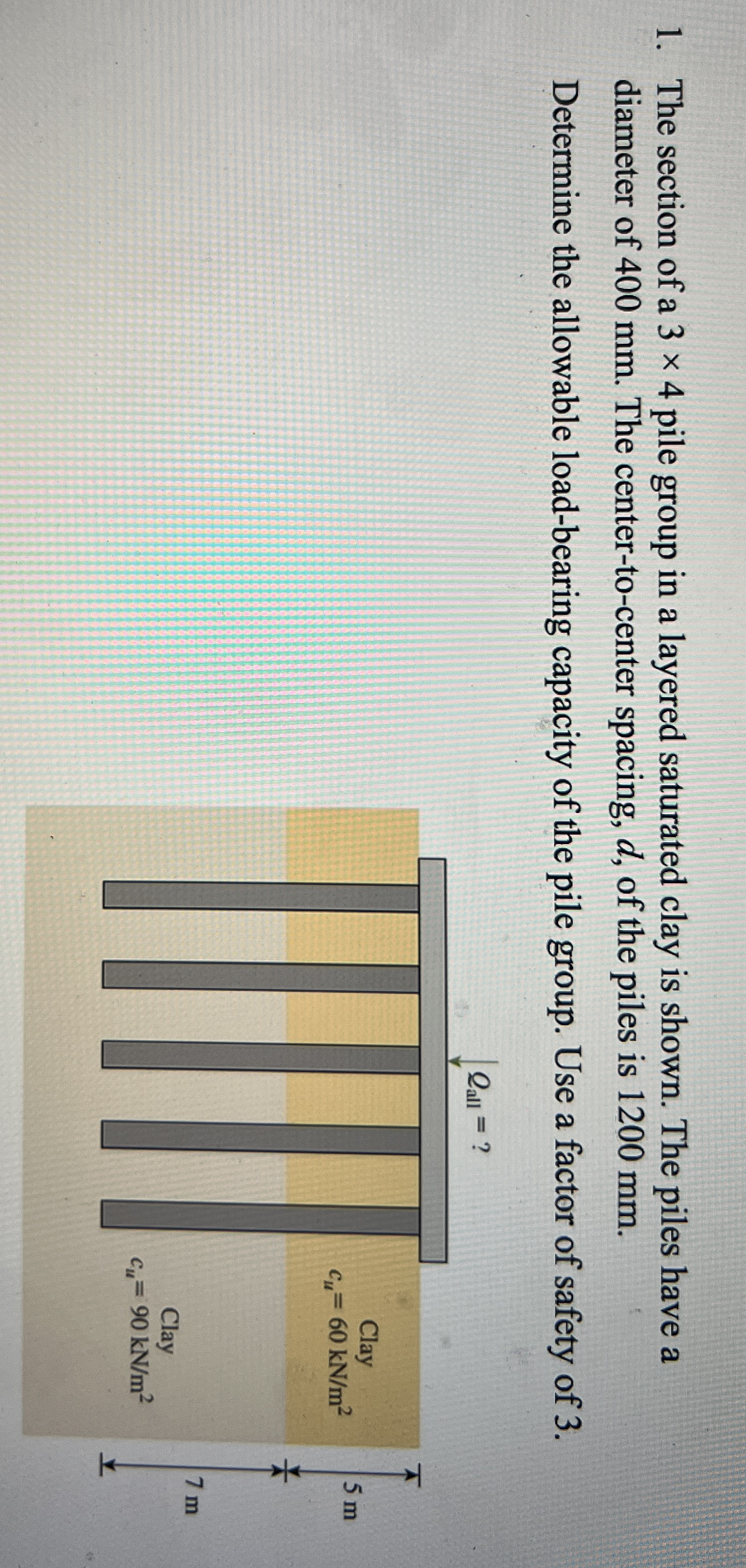 The section of a 3 4 pile group in a layered