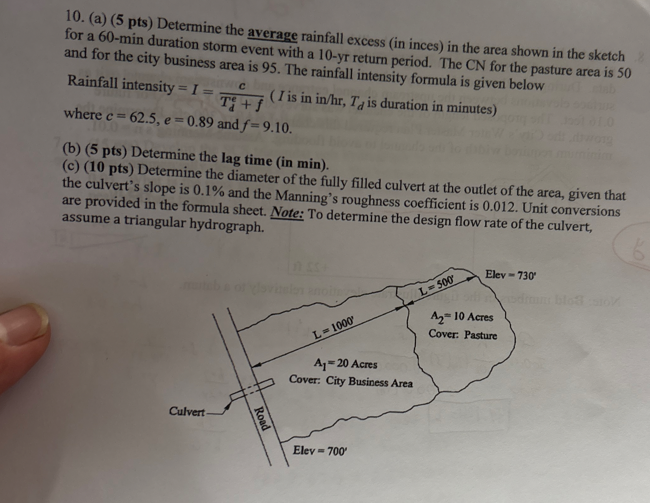( a ) ( p t s ) Determine the average rainfall