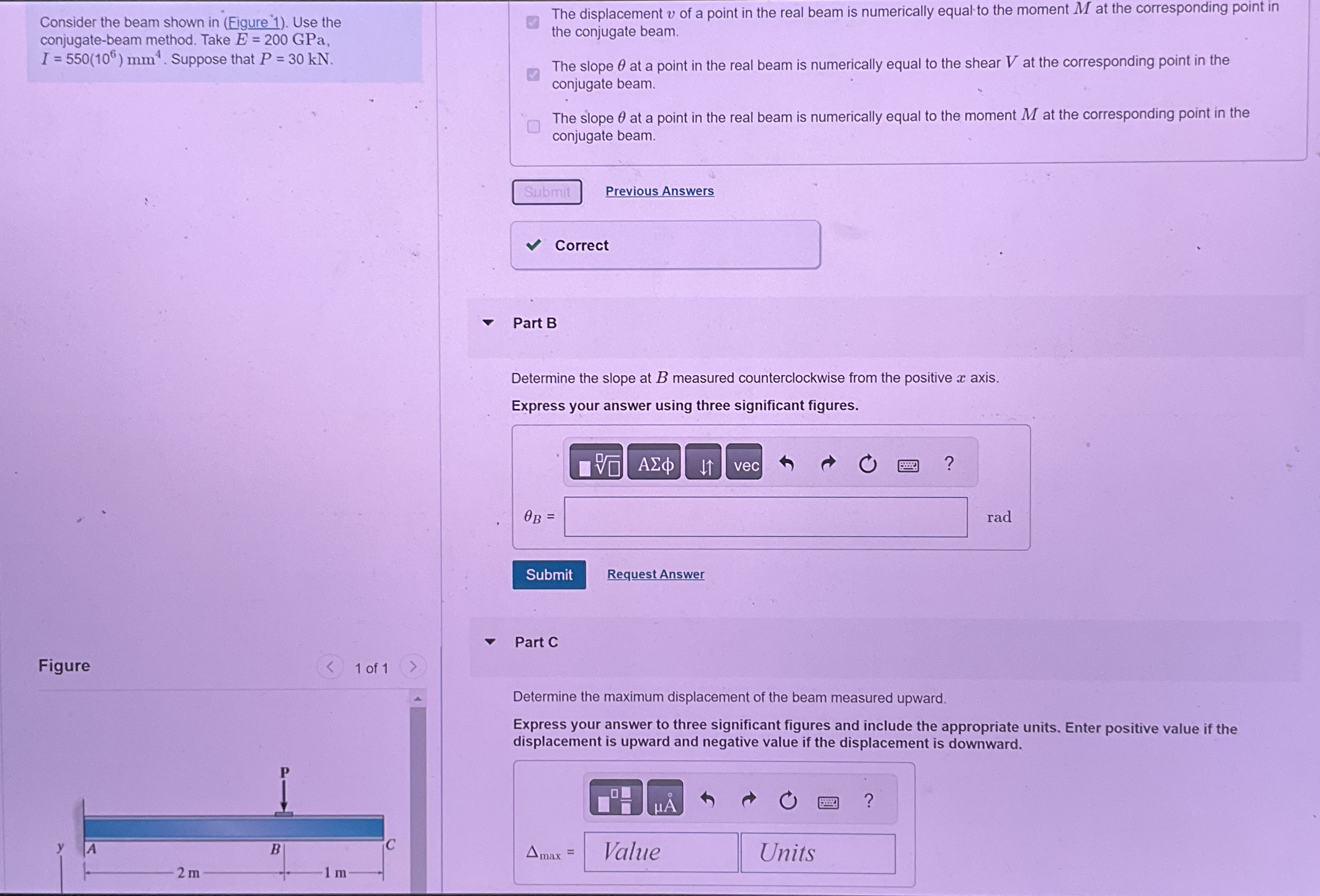 Consider the beam shown in ( Eigure 1 ) . Use the