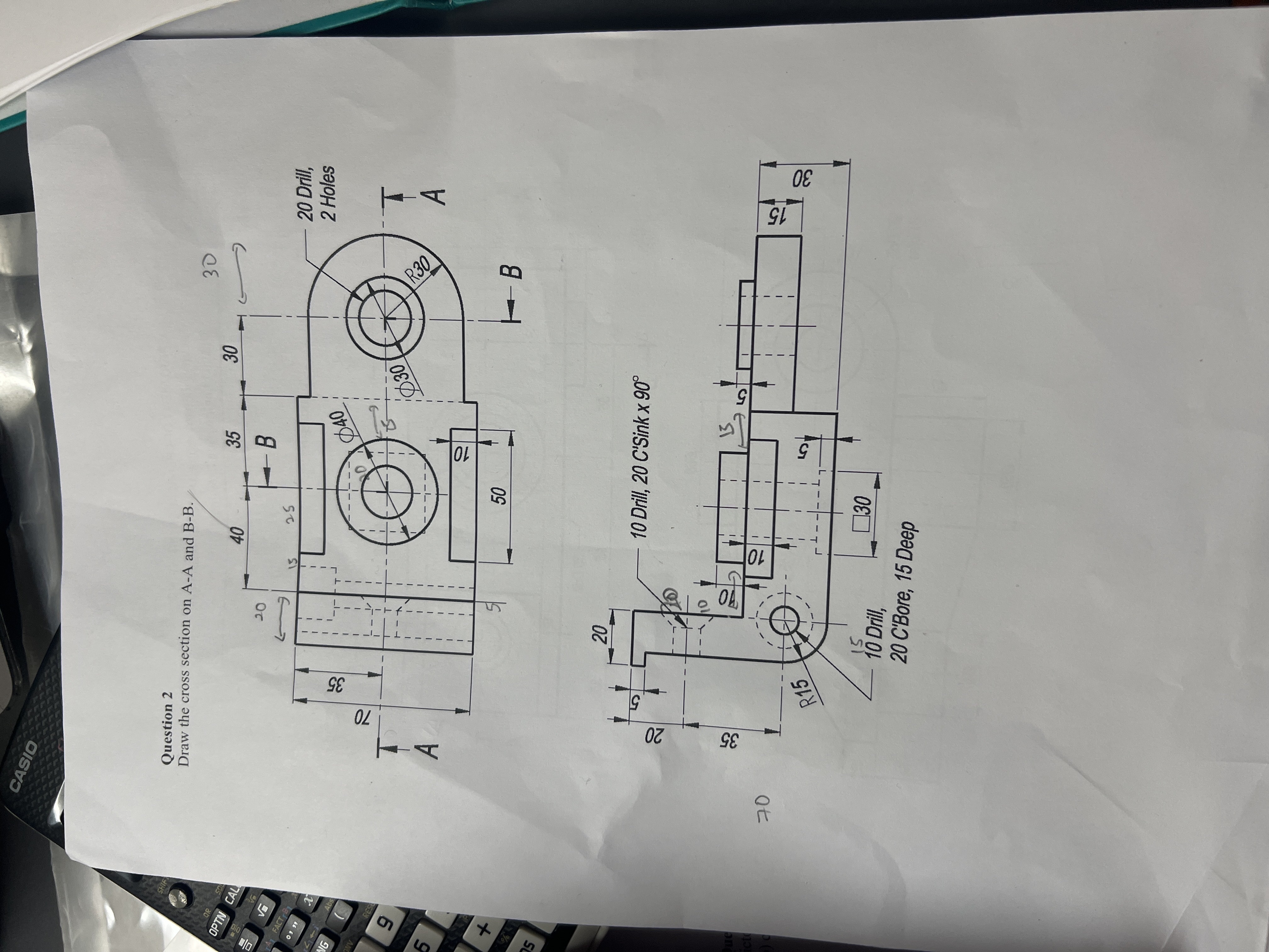 draw autocad pls Question 2 Draw the cross