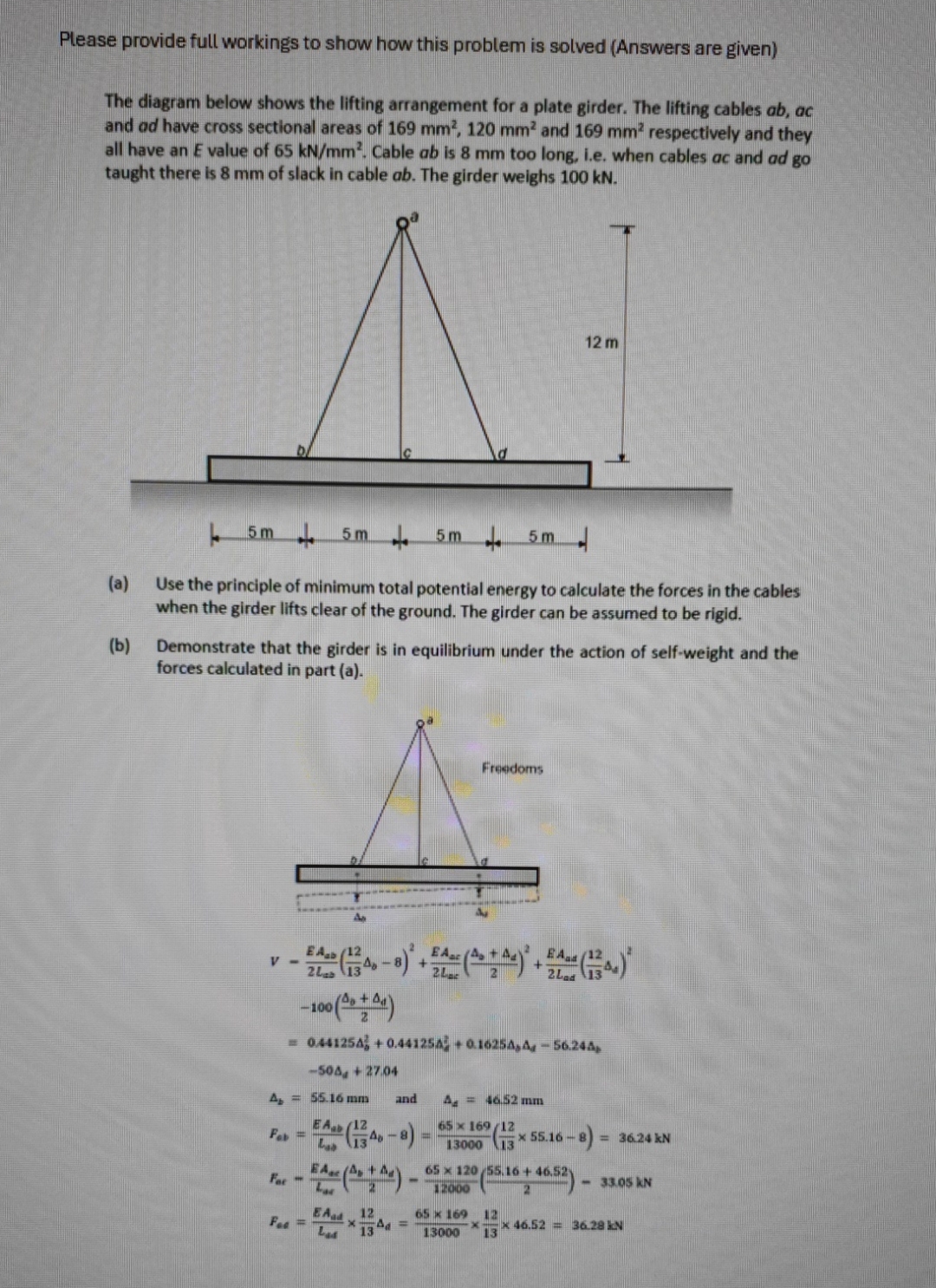 Please provide full workings to show how this