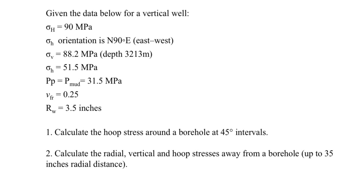 Given the data below for a vertical well: H = 9 0