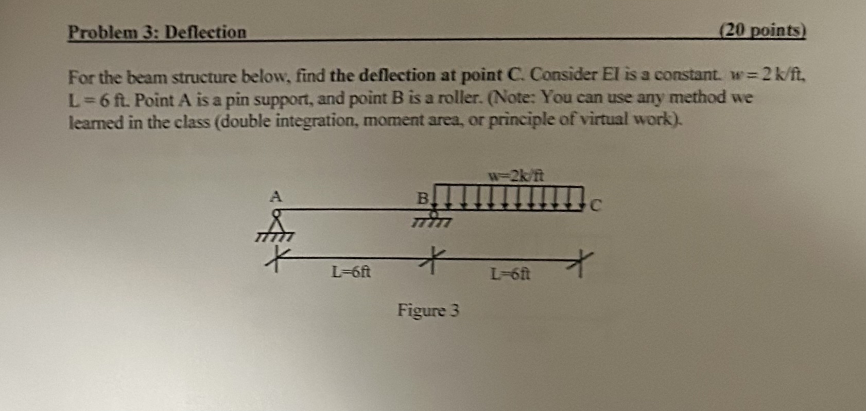 Problem 3 : Deflection ( 2 0 points ) For the