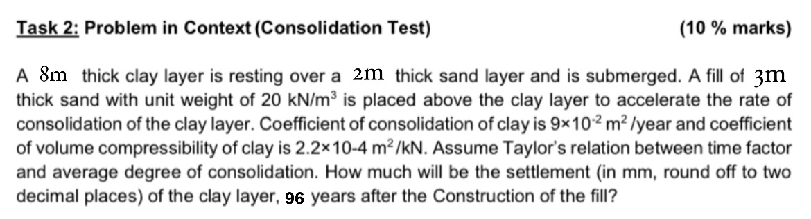 Task 2 : Problem in Context ( Consolidation Test