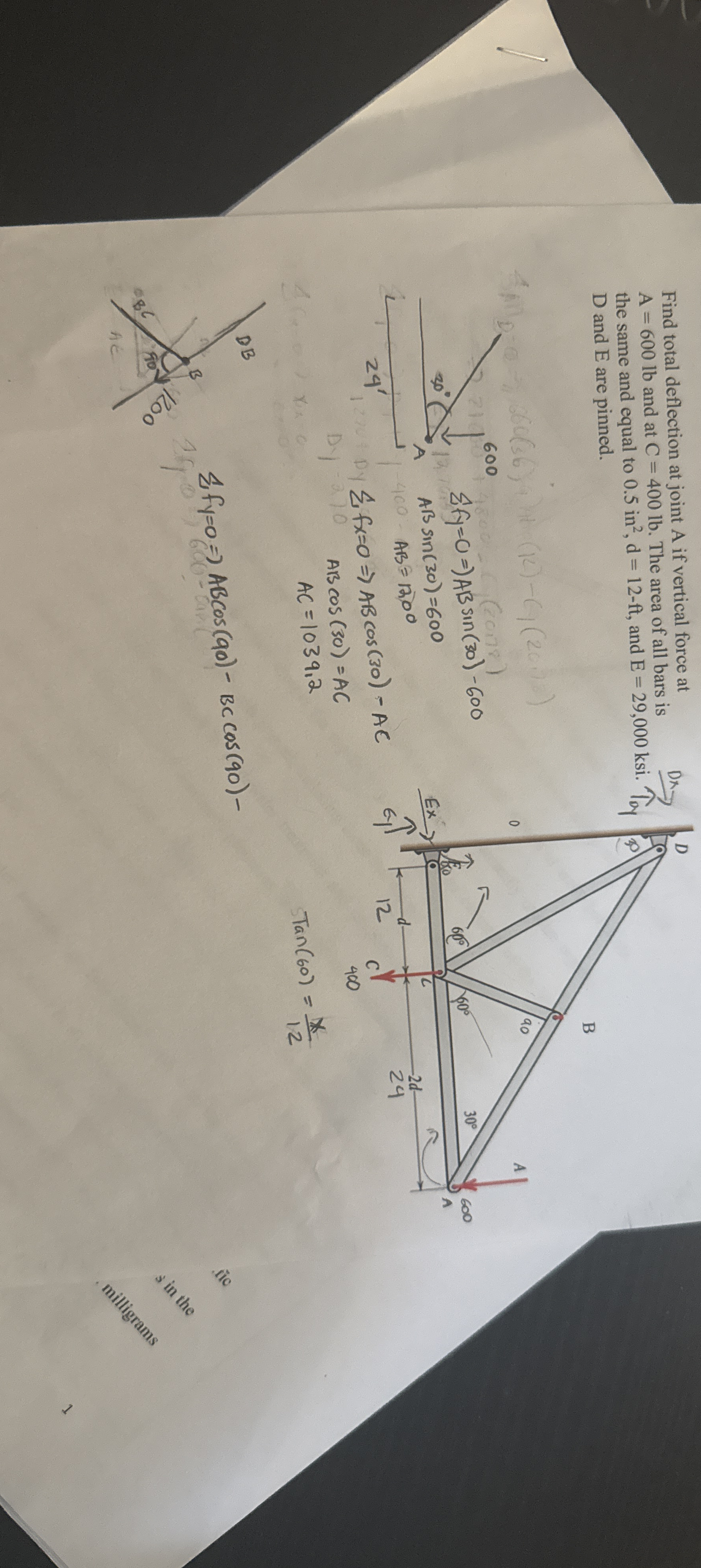 Find total deflection at join A