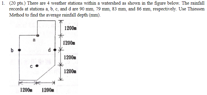 ( 2 0 pts . ) There are 4 weather stations within