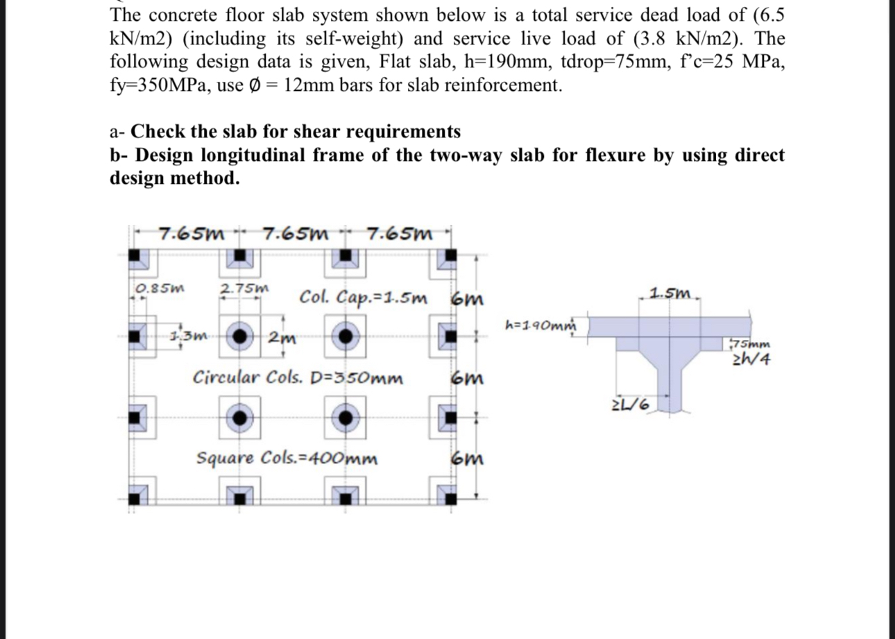The concrete floor slab system shown below is a