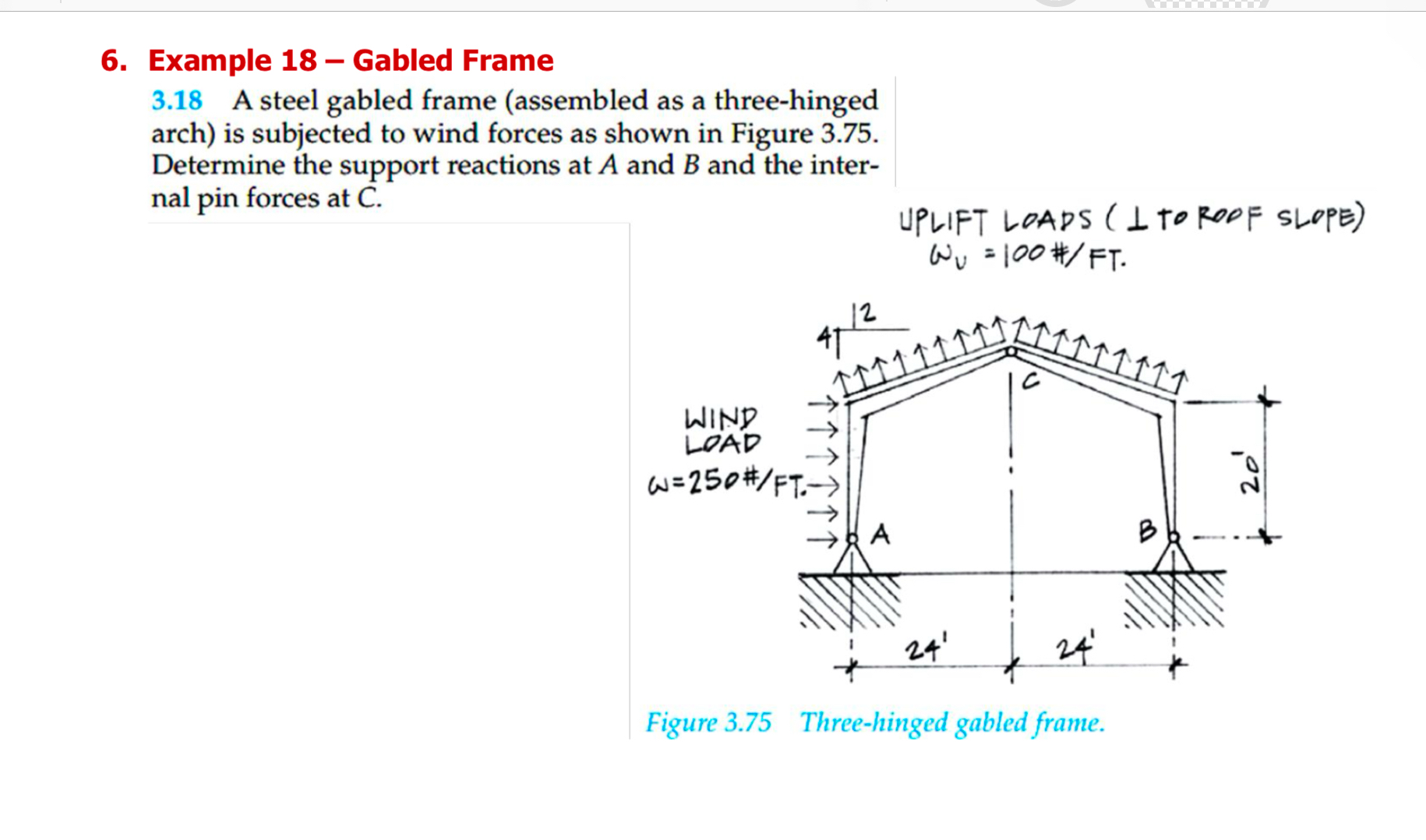 Example 1 8 - Gabled Frame 3 . 1 8 A steel gabled