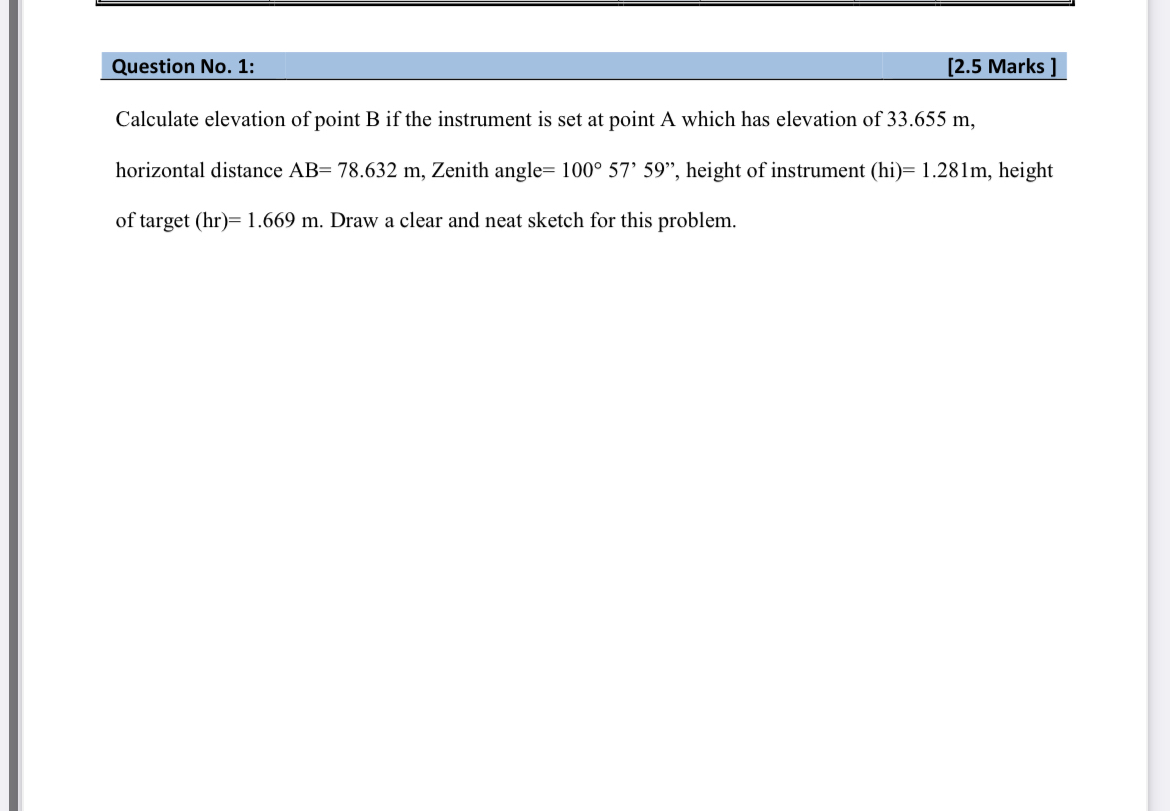 Question No . 1 : [ 2 . 5 Marks ] Calculate