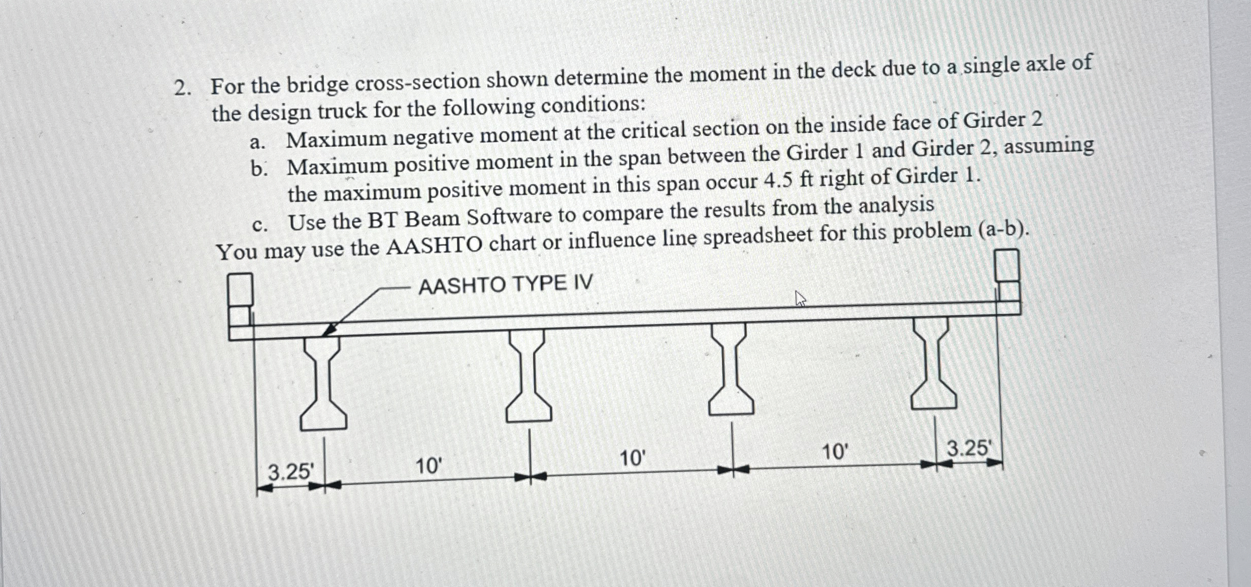 For the bridge cross - section shown determine