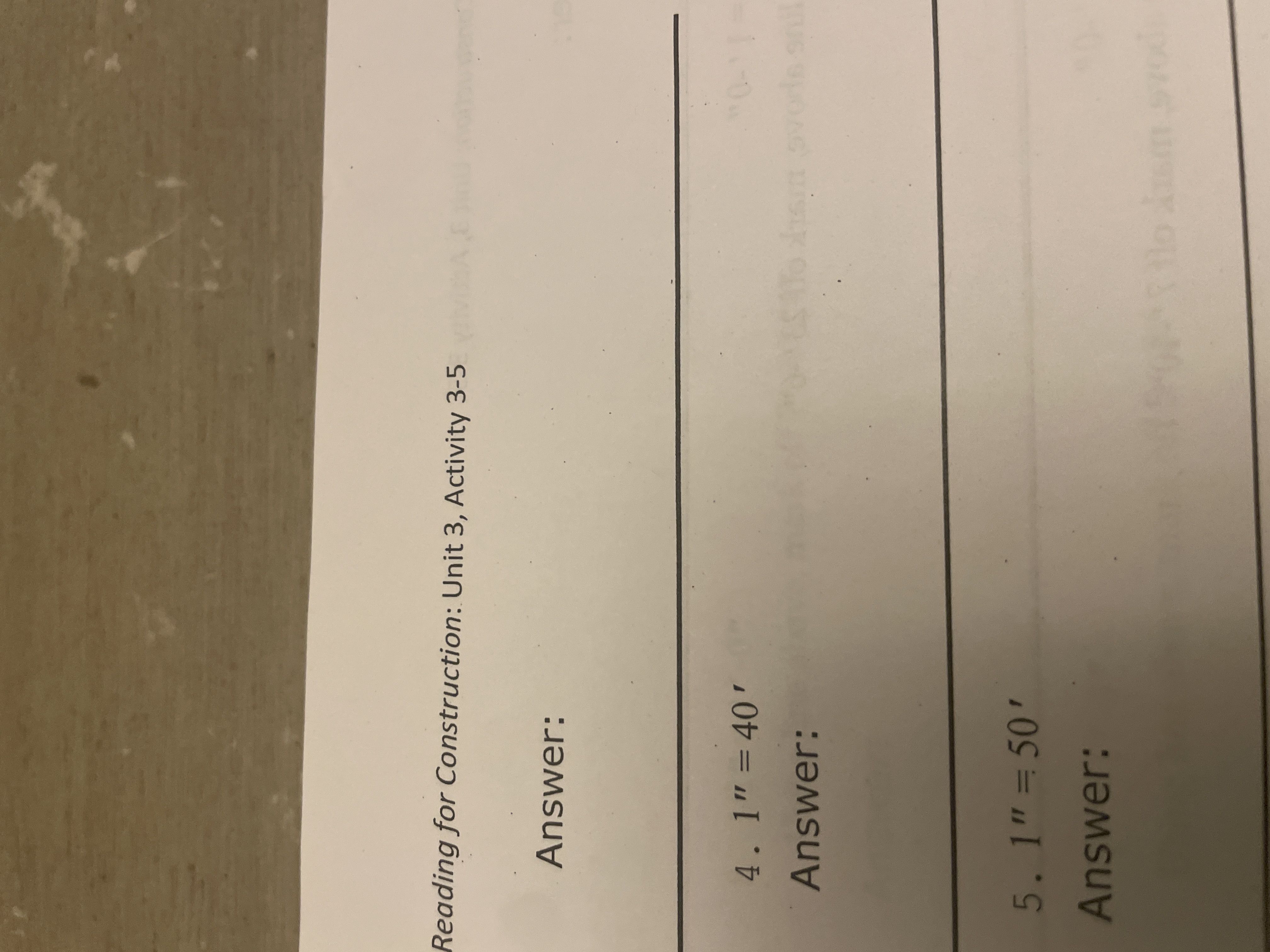 Reading for Construction: Unit 3 , Activity 3 - 5