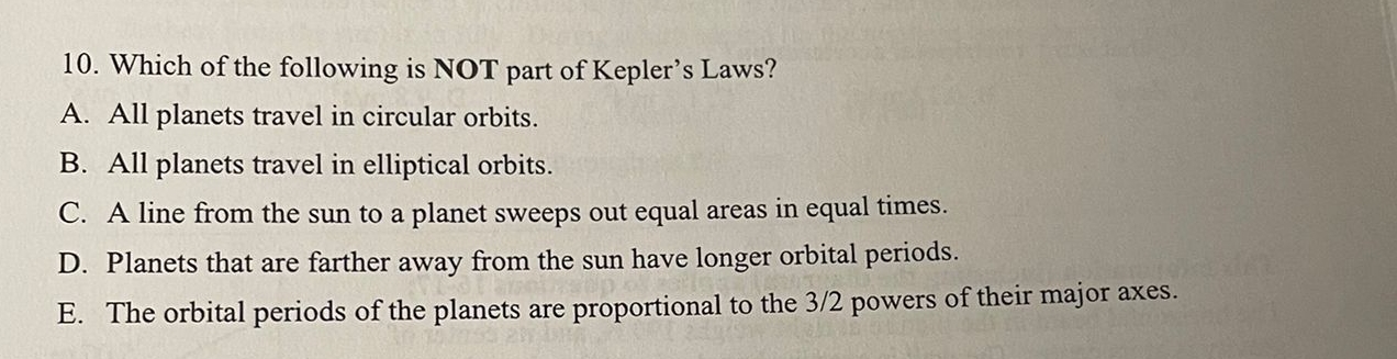 Which of the following is NOT part of Kepler's