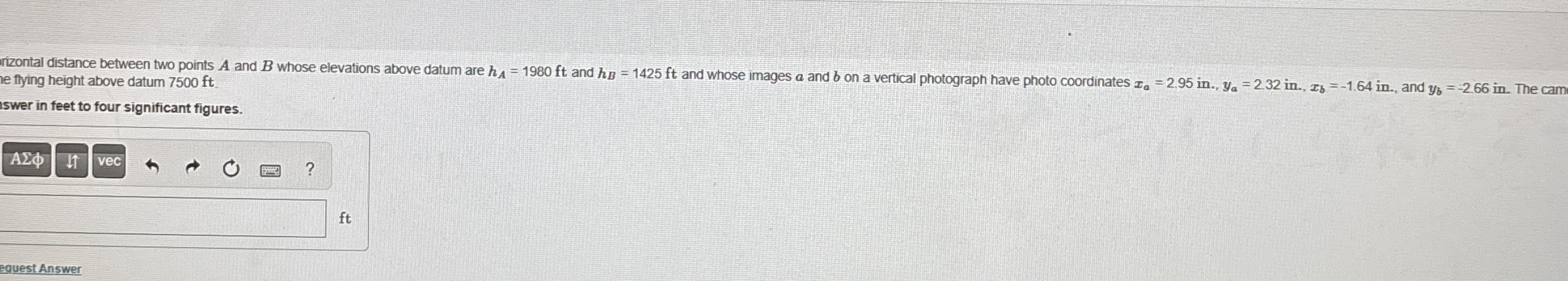 Determine the horizontal distance between two