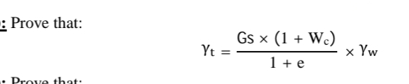Prove that: t = G s ( 1 + W c ) 1 + e w