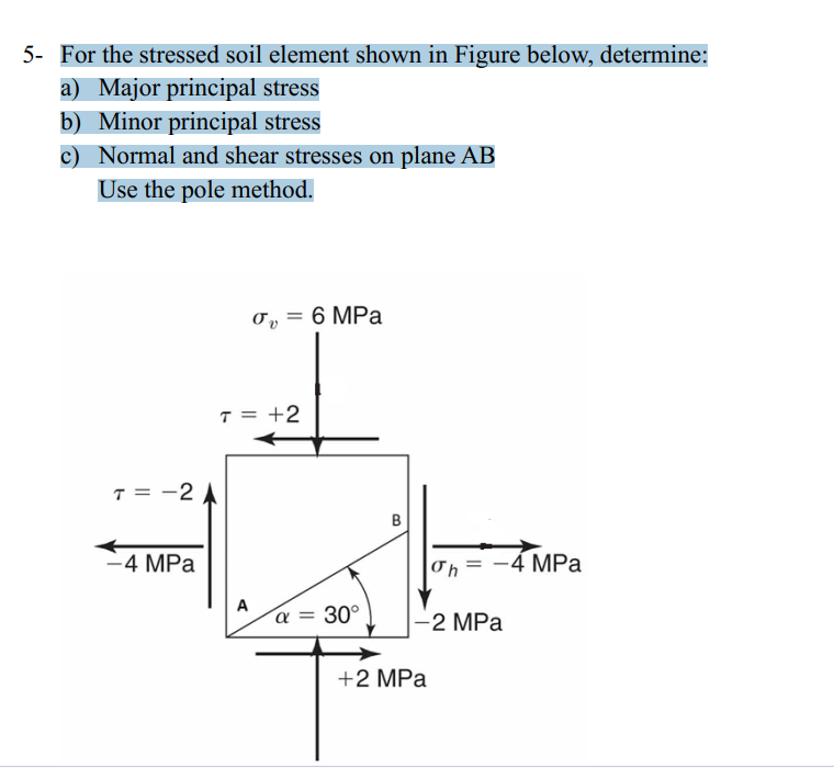 5 - For the stressed soil element shown in Figure