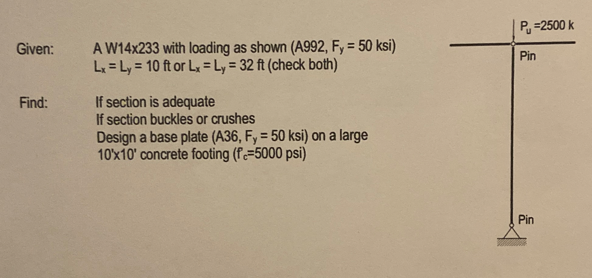 Given: , A W 1 4 x 2 3 3 with loading as shown (