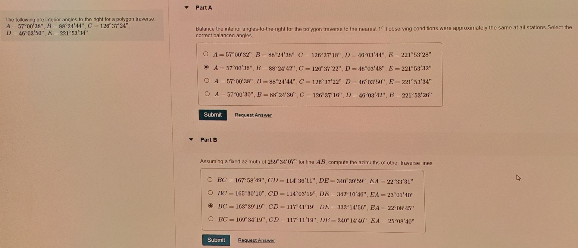 Part A The following are interior angles - to -