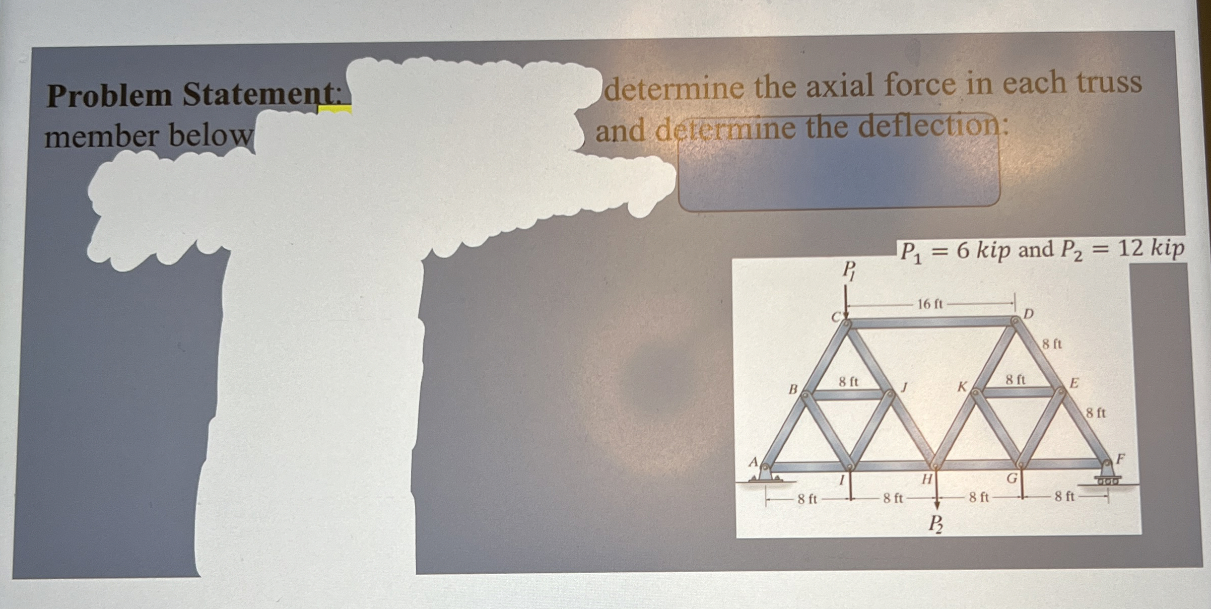 Problem Statement: determine the axial force in