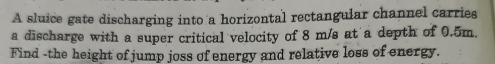 A sluice gate discharging into a horizontal