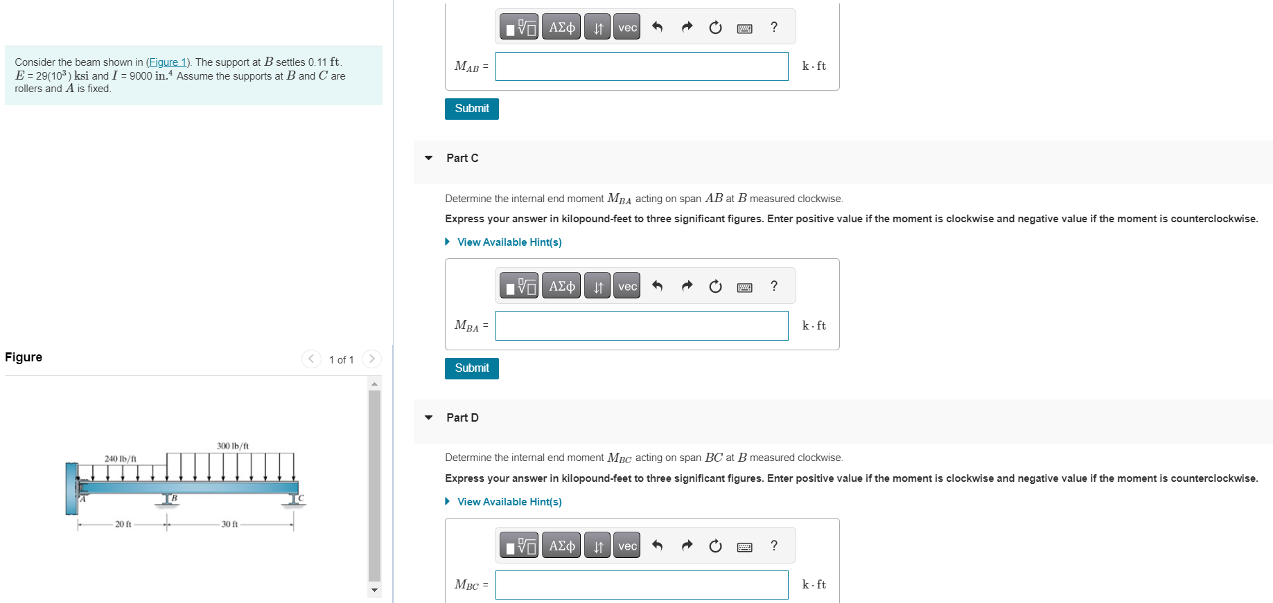 Part C Determine the internal end moment \ ( M _
