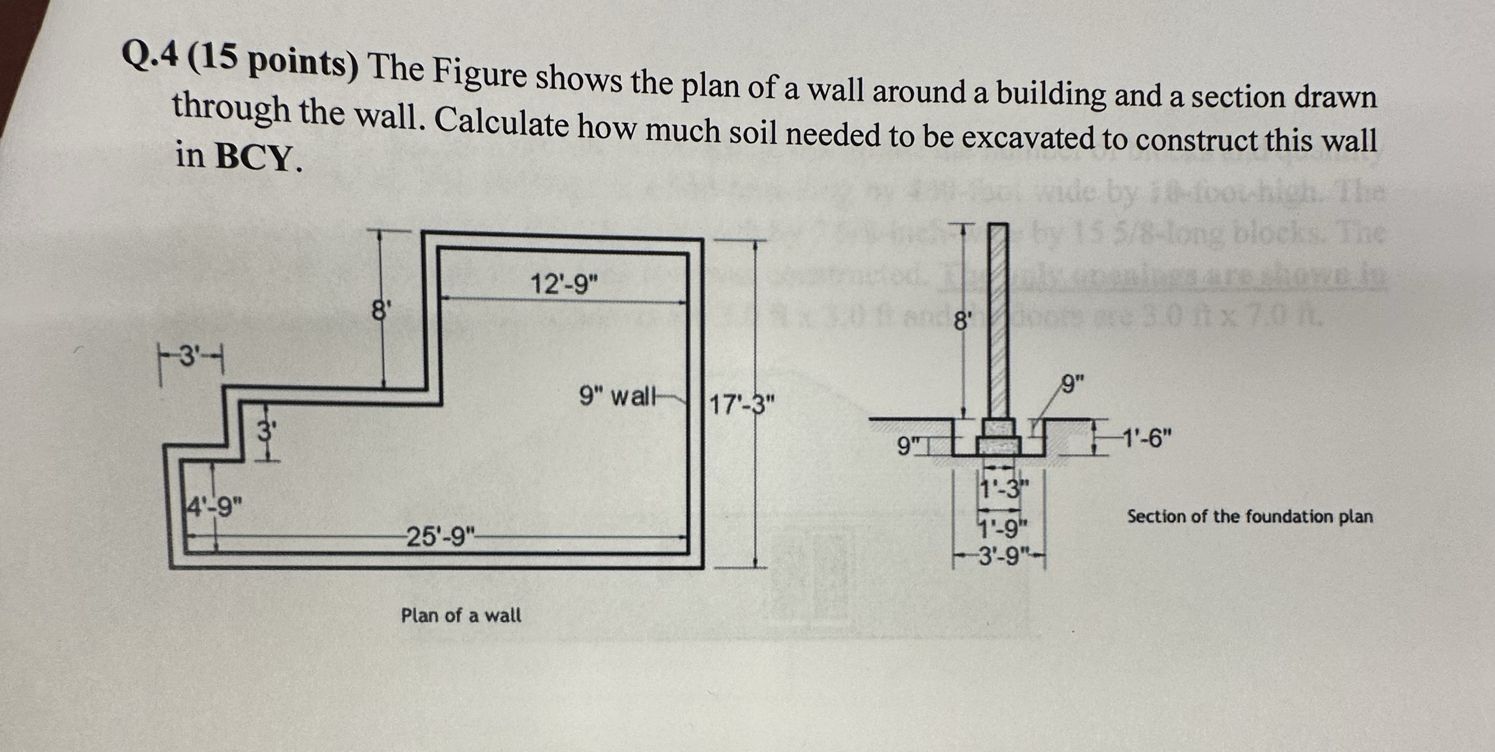 Q . 4 ( 1 5 points ) The Figure shows the plan of