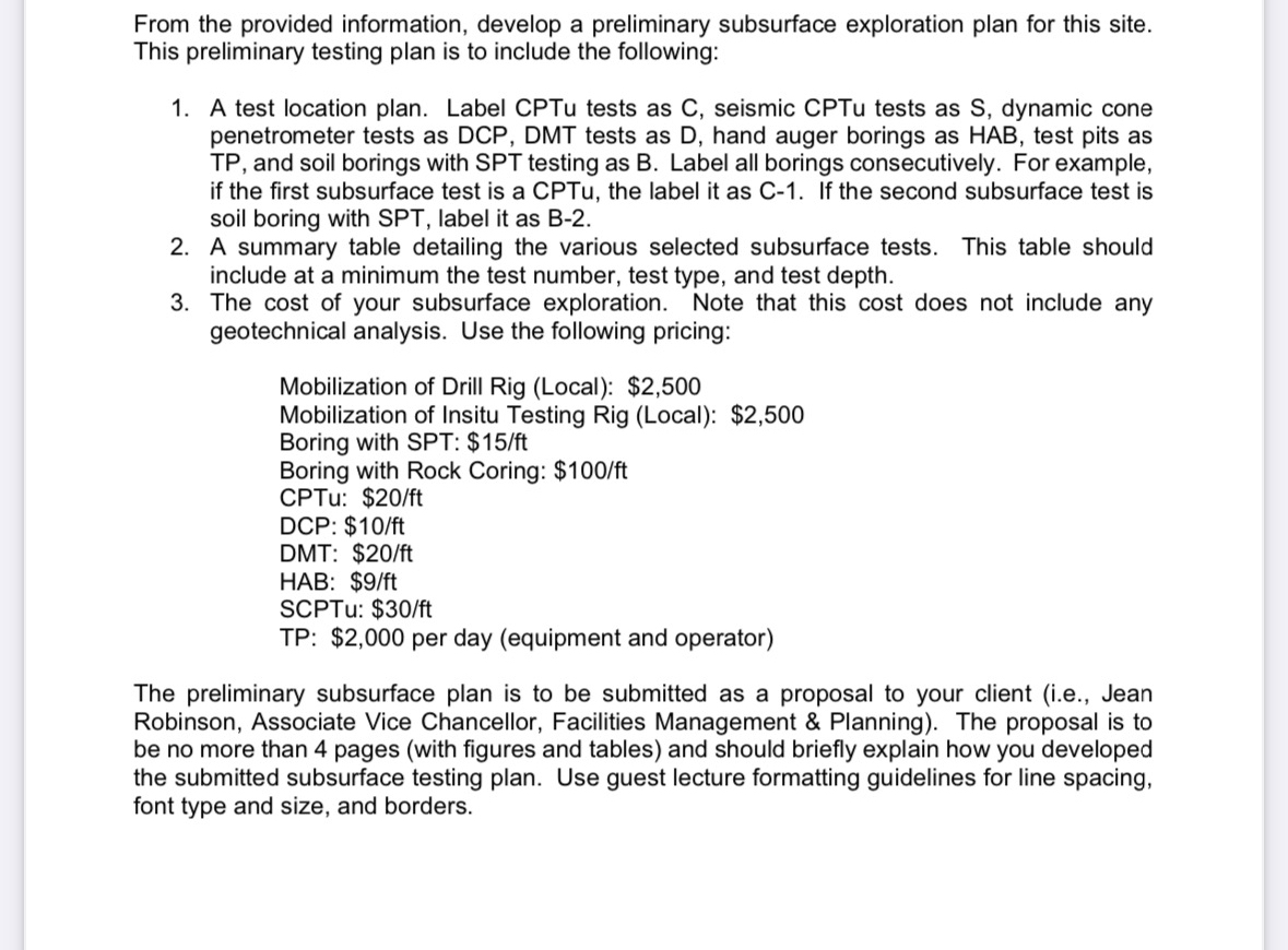 From the provided information, develop a