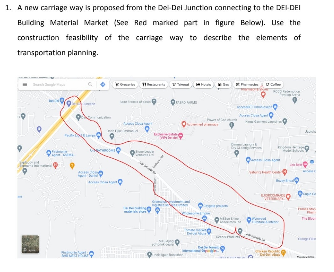 A new carriage way is proposed from the Dei - Dei