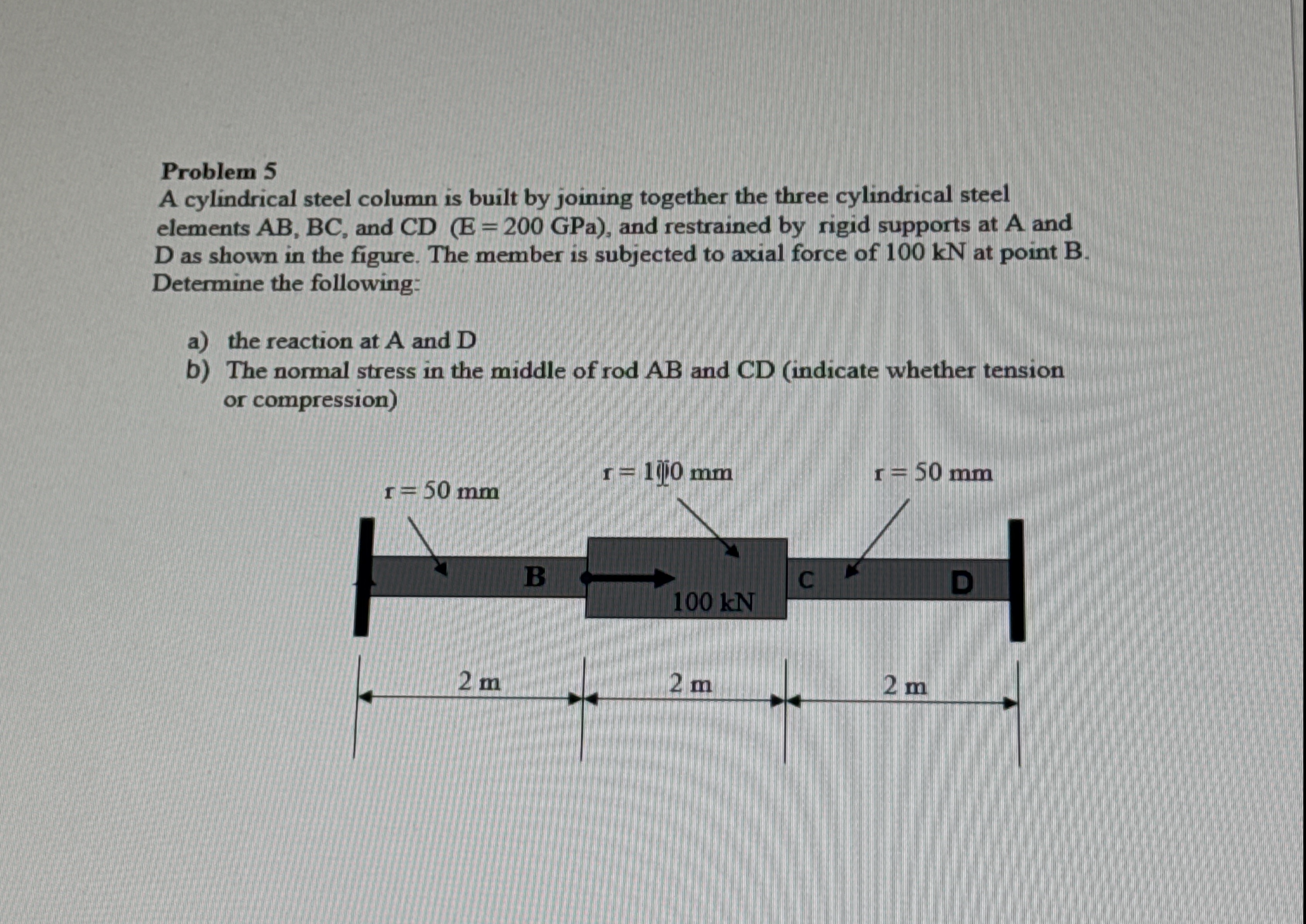 Problem 5 A cylindrical steel column is built by