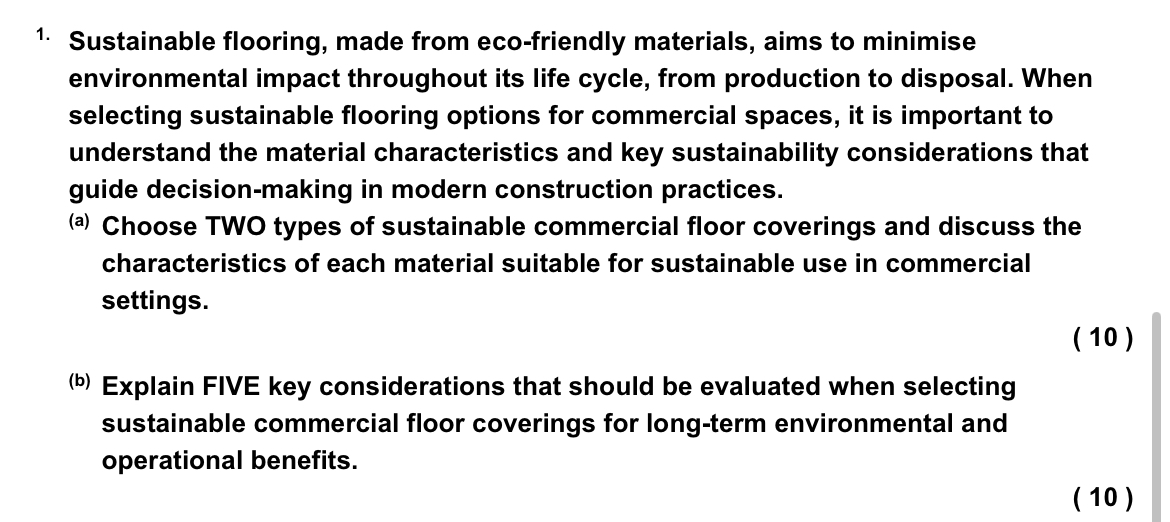 1 . Sustainable flooring, made from eco -