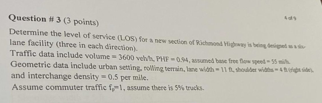 Question # 3 ( 3 points ) 4 of 9 Determine the
