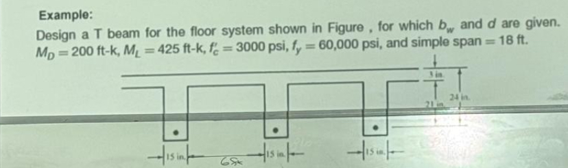 Example: Design a T beam for the floor system
