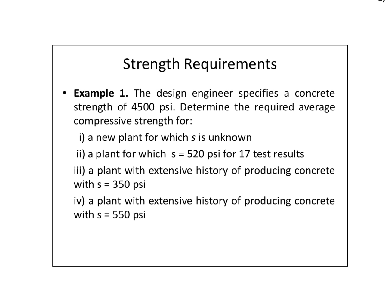 Strength Requirements Example 1 . The design
