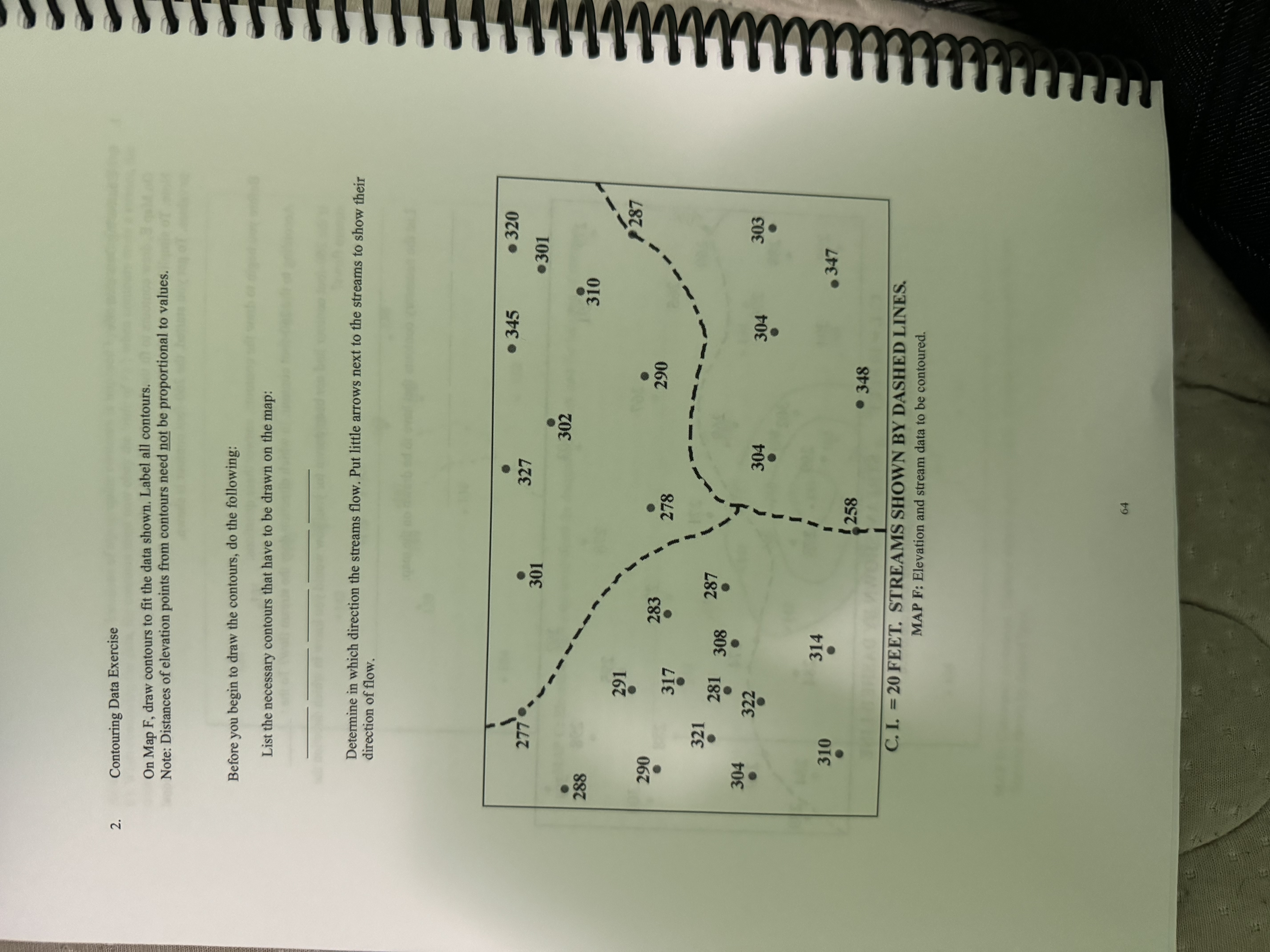 Contouring Data Exercise On Map F , draw contours