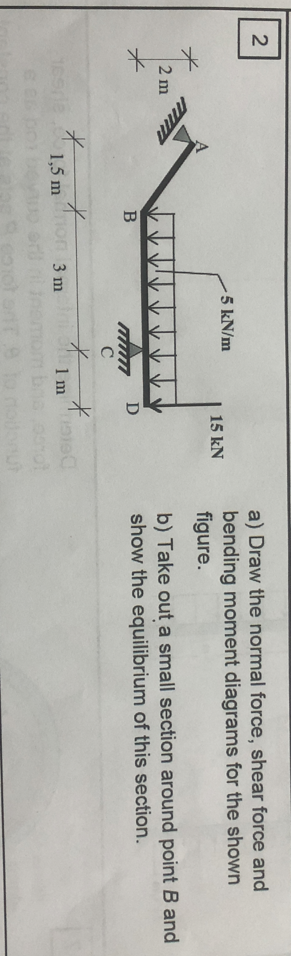 C 2 a ) Draw the normal force, shear force and