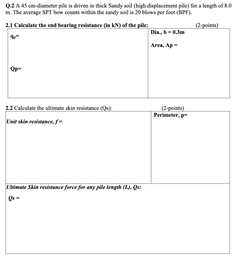 Please answer 2 . 1 and 2 . 2 : Q . 2 A 4 5 cm -