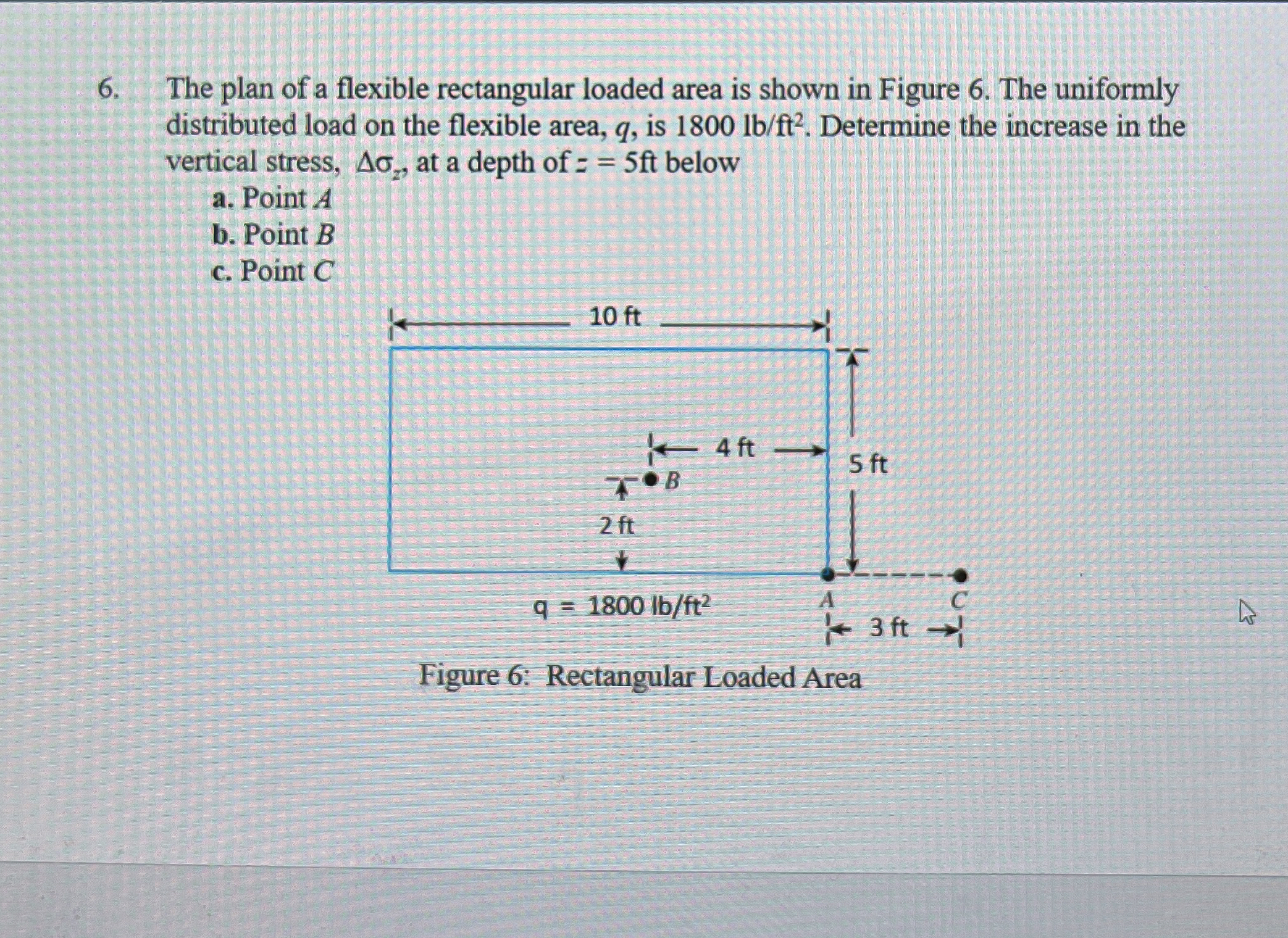 The plan of a flexible rectangular loaded area is