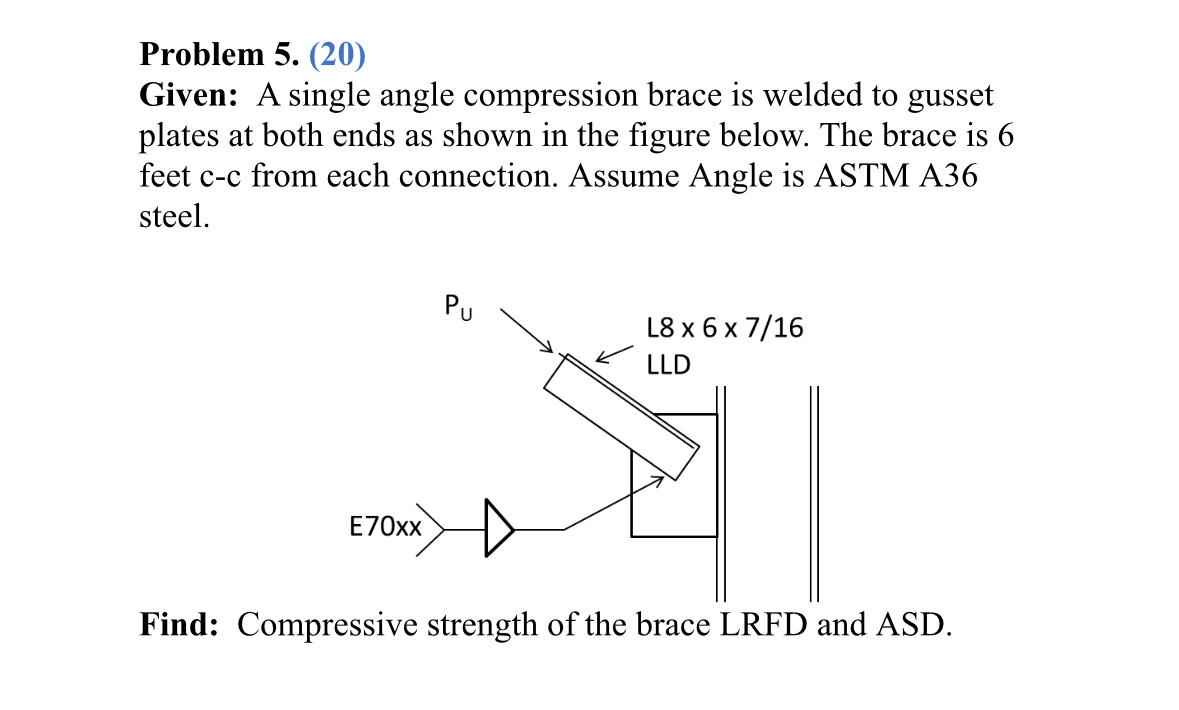 Problem 5 . ( 2 0 ) Given: A single angle