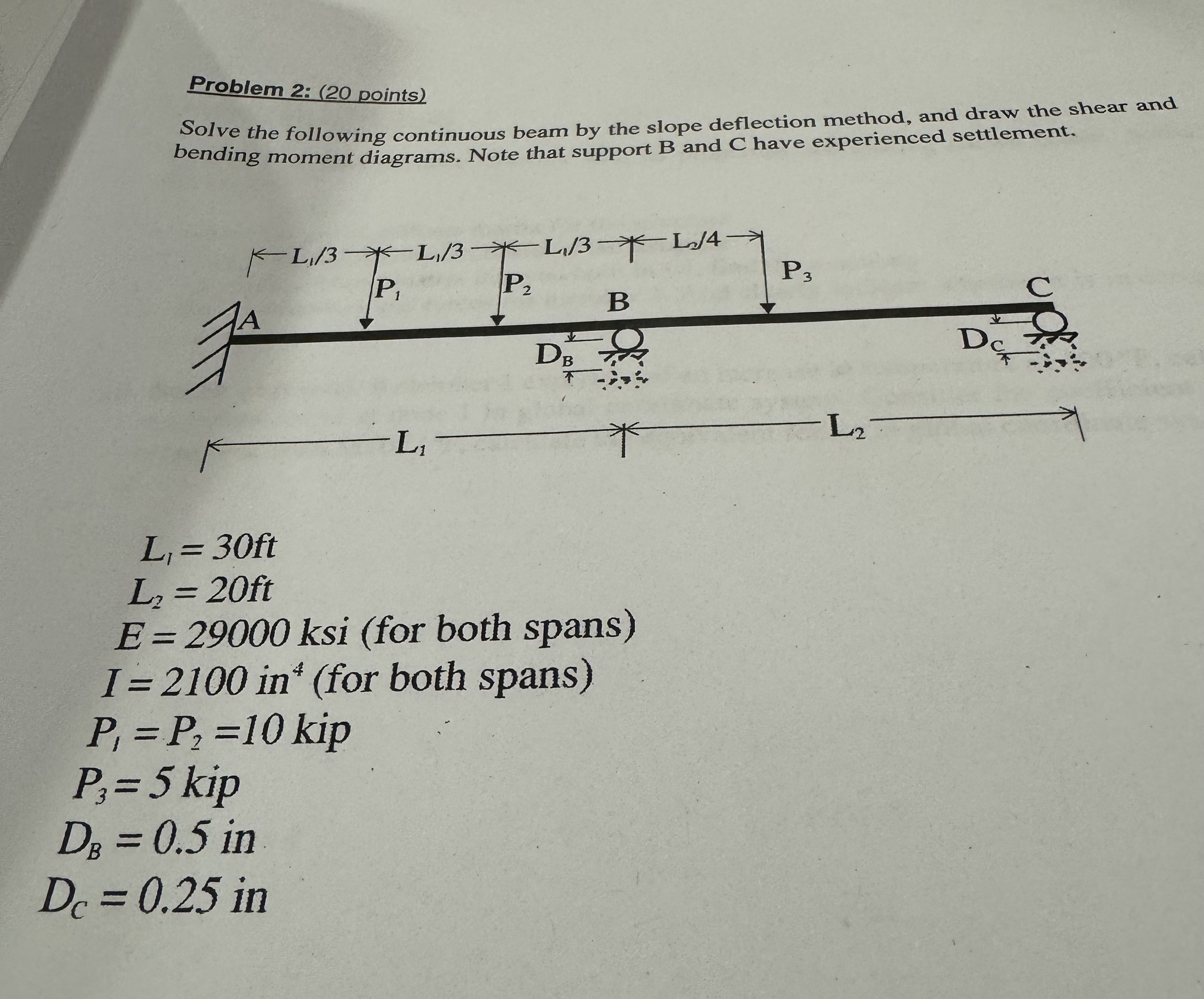 Problem 2 : ( 2 0 points ) Solve the following