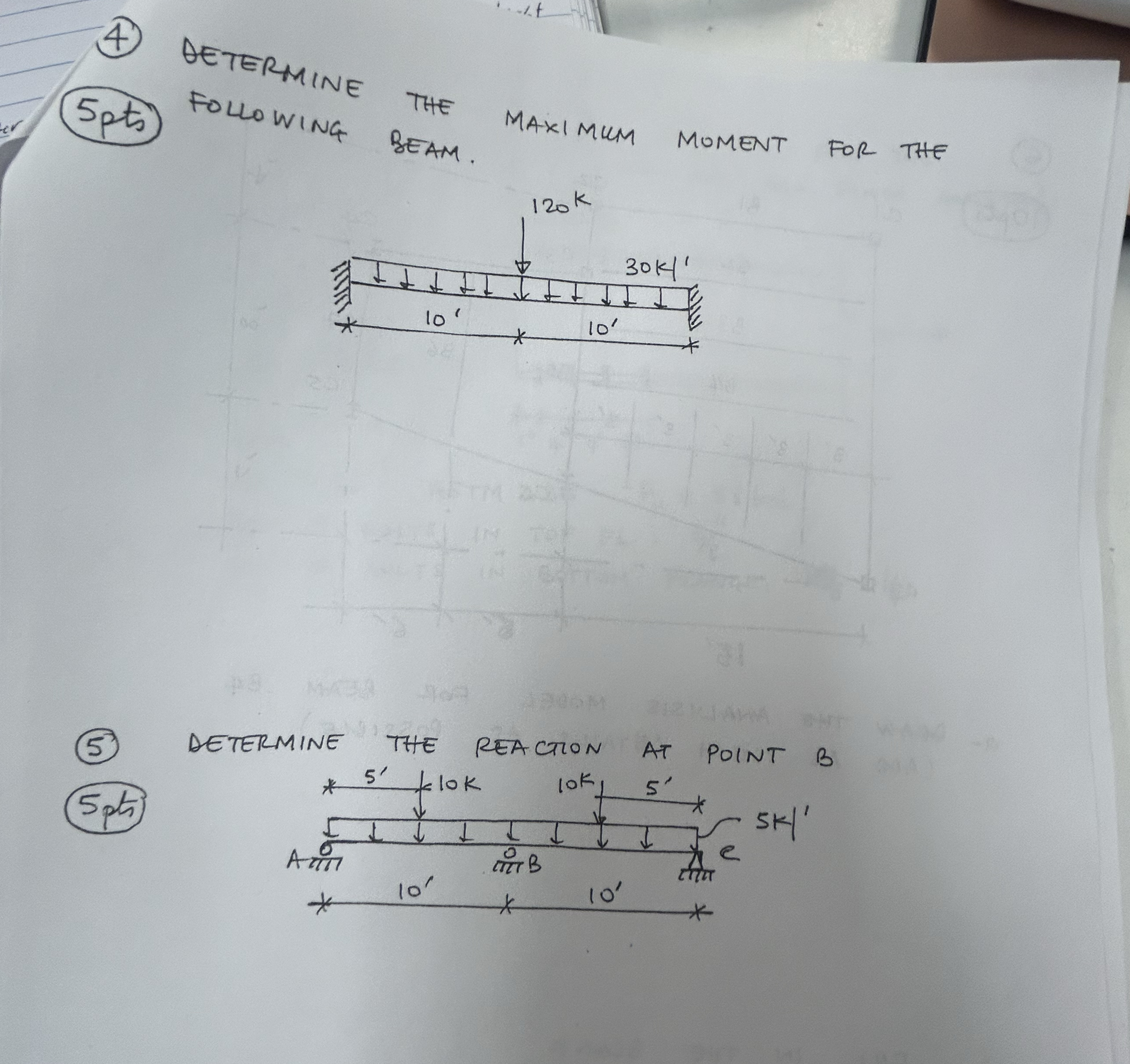 How to solve ( 4 ) 5 pts DETERMINE THE MAXIMUM